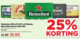 Hoogvliet Heineken Pils of 0.0% of Brand, Birra Moretti of Alfa Pils aanbieding