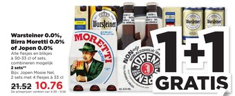 Hoogvliet Warsteiner 0.0%, Birra Moretti 0.0% of Jopen 0.0% aanbieding
