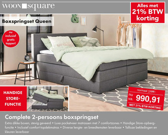 Woonsquare Boxspringset queen aanbieding