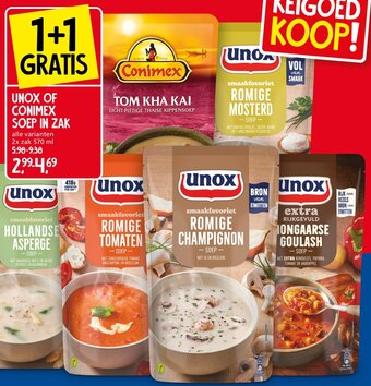Jan Linders UNOX OF CONIMEX SOEP IN ZAK aanbieding