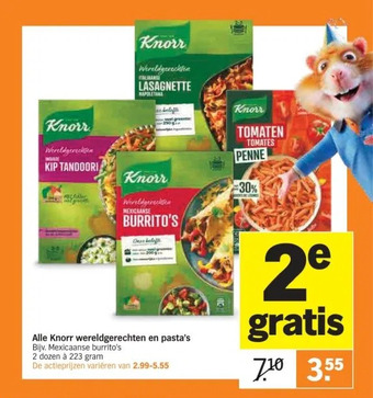 Albert Heijn Alle knorr wereldgerechten en pasta's bijv. mexicaanse burrito's aanbieding