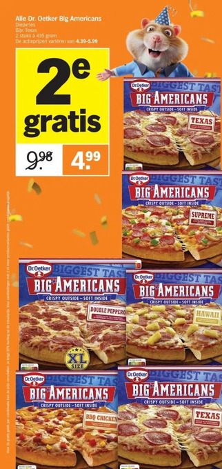 Albert Heijn Alle dr. oetker big americans diepvries aanbieding