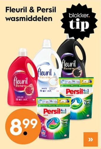 Blokker Fleuril & persil wasmiddelen aanbieding