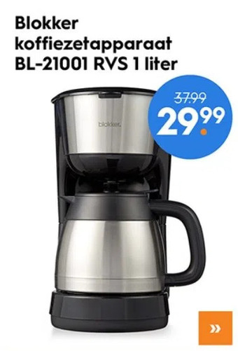 Blokker Blokker koffiezetapparaat bl-21001 rvs 1 liter aanbieding