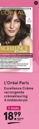 Etos L'oréal paris excellence crème verzorgende crèmekleuring 4 middenbruin aanbieding