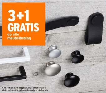 GAMMA 3+1 gratis op alle meubelbeslag aanbieding