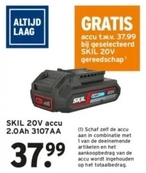 GAMMA Skil 20v accu 2.0ah 3107aa aanbieding