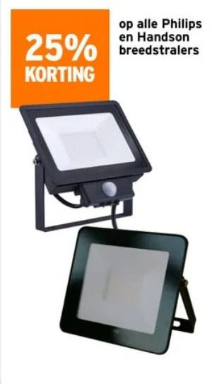 GAMMA 25% korting  op alle philips en handson breedstralers aanbieding