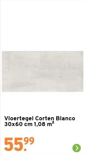 GAMMA Vloertegel corten blanco 30x60 cm 1,08 m² aanbieding