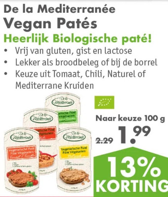 Gezond & Wel De la mediterranée vegan patés aanbieding