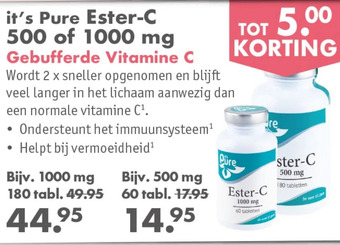 Gezond & Wel It's pure ester-c 500 of 1000 mg aanbieding