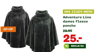 Welkoop Adventure line dames fleece poncho aanbieding