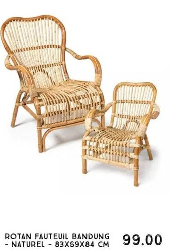 Xenos Rotan fauteuil bandung - naturel - 83x69x84 cm aanbieding