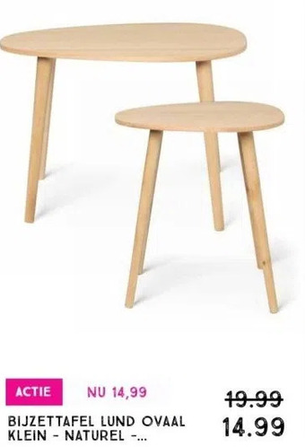 Xenos Bijzettafel lund ovaal klein - naturel - 45x38x50 cm aanbieding