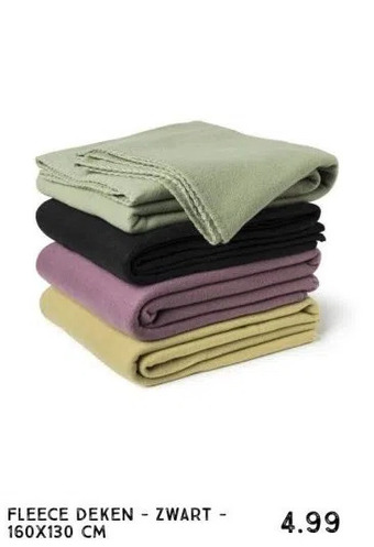 Xenos Fleece deken - zwart - 160x130 cm aanbieding