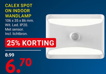 Kluswijs CALEX SPOT ON INDOOR WANDLAMP 106 x 35 x 86 mm. Wit. Led. IP20. aanbieding