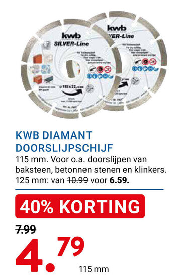 Kluswijs KWB DIAMANT DOORSLIJPSCHIJF aanbieding