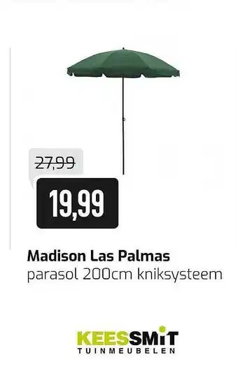 Kees Smit Madison Las Palmas Parasol 200cm Kniksysteem aanbieding