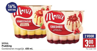 ALDI Mona pudding combineren mogelijk. 450 ml. aanbieding