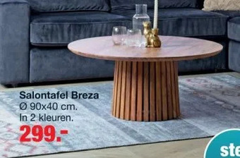 Budget Home Store Salontafel breza ø 90x40 cm. in 2 kleuren. aanbieding