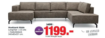 Budget Home Store Hoekbank hidde longchair + 2,5-zits + hoekziteiland. 342x82x221 cm. aanbieding