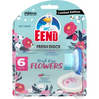 Dekamarkt Wc-eend fresh discs houder kiss flower 6 discs aanbieding