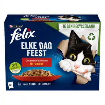 Dekamarkt Felix kattenvoer elke dag feest countryside in gelei 12 x 85gr aanbieding