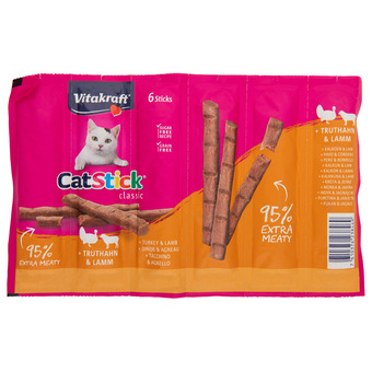 Dekamarkt Vitakraft kattensnacks sticks mini kalkoen-lam aanbieding