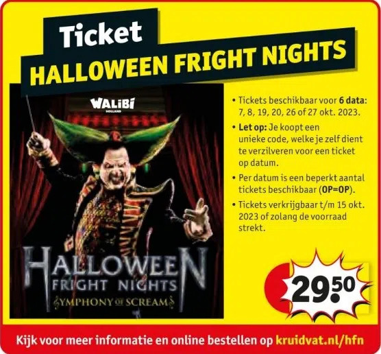 Kruidvat Ticket halloween fright nights aanbieding