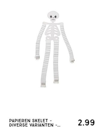 Xenos PAPIEREN SKELET DIVERSE VARIANTEN aanbieding