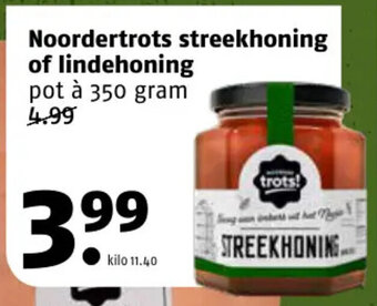 Poiesz Noordertrots streekhoning of lindehoning 350 gram aanbieding