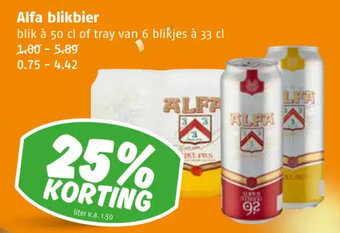 Poiesz Alfa blikbier 50 cl 33 cl aanbieding