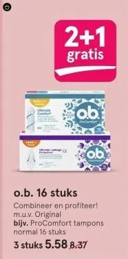 Etos O.b. 16 stuks combineer en profiteer! m.u.v. original aanbieding