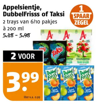 Poiesz Appelsientje, DubbelFrisss of Taksi 200 ml aanbieding