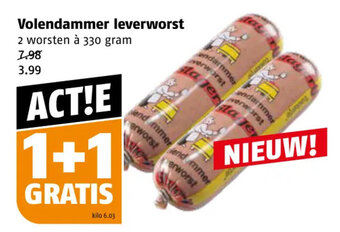 Poiesz Volendammer leverworst 330 gram aanbieding