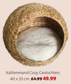 Intratuin Kattenmand cozy. gevlochten, 40 x 33 cm. aanbieding