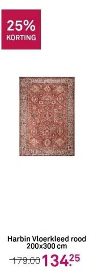 Karwei Harbin vloerkleed rood 200x300 cm aanbieding