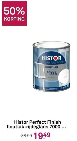 Karwei Histor perfect finish houtlak zijdeglans 7000 wit 750 ml aanbieding