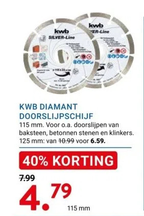 Kluswijs Kwb diamant doorslijpschijf aanbieding