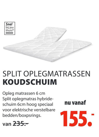 Lion Beddenshop Split oplegmatrassen koudschuim aanbieding