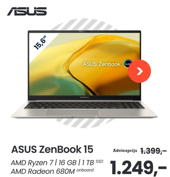 Paradigit Asus zenbook 15 aanbieding