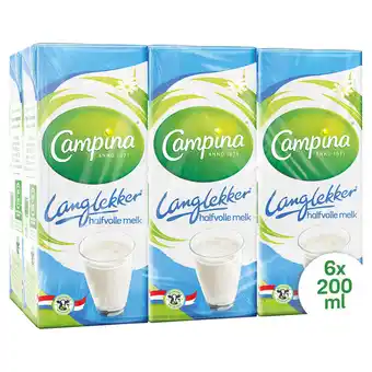 Jumbo Campina langlekker halfvolle melk multipack 6 x 200ml aanbieding