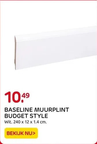 Praxis Baseline muurplint budget style wit. 240 x 12 x 1.4 cm. aanbieding