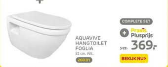 Praxis Aquavive hangtoilet foglia 52 cm. wit. aanbieding