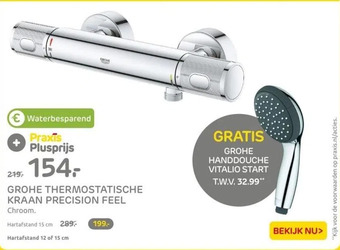 Praxis Grohe thermostatische kraan precision feel chroom. aanbieding