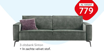 Profijt Meubel 3-zitsbank Sinton In zachte velvet stof aanbieding