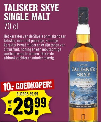 Dirck 3 TALISKER SKYE SINGLE MALT 70 cl aanbieding