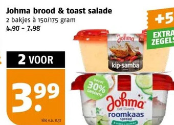 Poiesz Johma brood & toast salade 2 bakjes à 150/175 gram 4.90-7.98 aanbieding