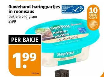 Poiesz Ouwehand haringpartjes in roomsaus bakje à 250 gram aanbieding