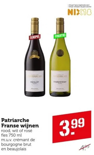 Coop Patriarche franse wijnen aanbieding